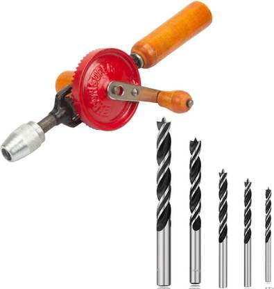 Gadariya King HEAVY DUTY HAND DRILL MACHINE (1/4") + 5 PCS WOOD DRILL SET Rotary Tool