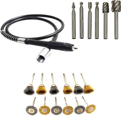 Digital Craft 3 Items : Grinder Shaft 12Pc Wire Brush 6pc HSS Rotary Burs Rotary Tool