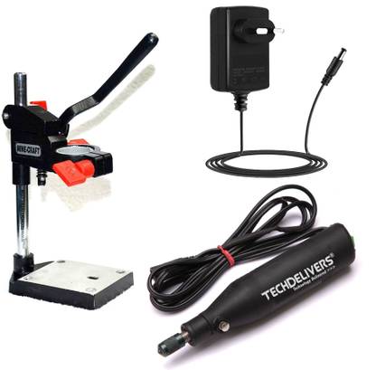 TECHDELIVERS Mini Electric PCB Drill Rotary Tool Machine with Stand Press and Power Supply Rotary Tool