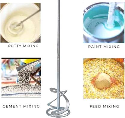 RanPra mini paint mixer rod Suitable for Drill Machine and hammers 15"x 3" Steel Silver Rotary Tool