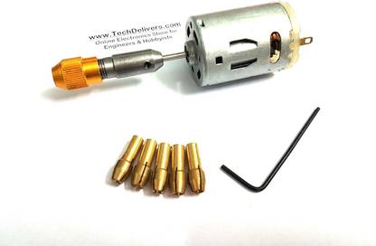 TECHDELIVERS Metal Drill Chuck Collet Bits Rotary with Screw 0.5-3mm WITH RS385 12V DC MOTOR Rotary Tool