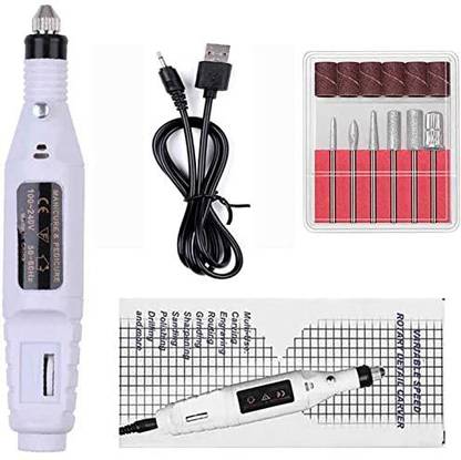 KAVYA TOOLS POWER Manicure Variable Speed Rotary Detail Carver Rotary Bit (COLOR WHITE) Mini Electric Nail Drill Rotary Tool