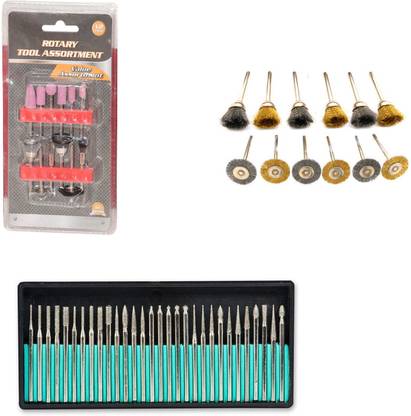 Digital Craft 12Pc Rotary Tools Set,30Pc Diamond Burs Set,12Pc Wire Brush Set, Rotary Tool