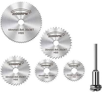 Erasio 6pcs HSS Circular Saw Blade/Cutting Discs Set for PVC Cutter Light Woodcutter, Hobbyists, Craftsman, Modeler, Professional, etc. Rotary Tool