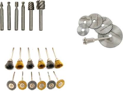 Digital Craft 6Pc HSS Rotary Burs Set,12Pc Wire Brush Set,6Pc Circular Saw Blade, 6Pc HSS Rotary Burs Set,12Pc Wire Brush Set,6Pc Circular Saw Blade, Rotary Tool