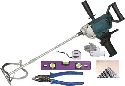 Digital Craft 1200W Industrial Mixer Paint Cement Paint Putty Mixing Machine Paint Mixing Machine,8"Inch Combination Plier,12' Spirit Level, 3MTR Tape Rotary Tool