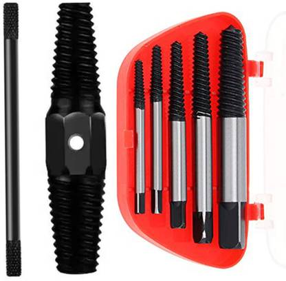Kiesh PSE01 Pipe Broken Extractor 1/2" + 3/4" Double Head Stud and 5 Pcs Damaged Broken Screws Extractors Removal Tool Set
