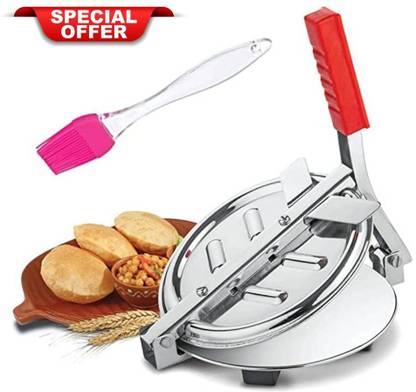 Slikvita Stainless steel Puri Press oil brush Papad Maker Chapati Pres Roti,Khakhra Maker Roti and Khakra Maker