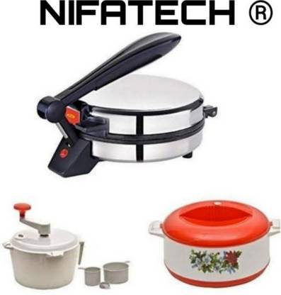 NIFA TECH ®Combo offer Casserole Dough maker with 1100 Watts Roti/Chapati/Parathas AI 6 Roti and Khakra Maker