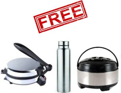 Viyasha ®Indian Chapati Roti/Maker Free Steel casserole Water bottle RT4 Roti and Khakra Maker