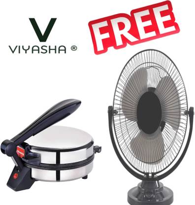 Viyasha ®Chapati/Roti/ Good Quality Shock Proof Non Stick Free AP Table fan Model AP22 Roti and Khakra Maker