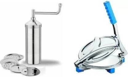 GINOSET SS kitchen press 6 jali with puri press machine heavy quality combo Roti and Khakra Maker