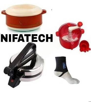 NIFA TECH ®Combo offer Casserole Dough maker with 1100 Watts Roti/Chapati/Parathas ZA Roti and Khakra Maker