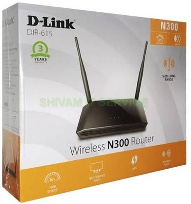D-Link N300 DIR-615 Wireless Router 2.4 GHz 300 Mbps Wifi Speed Single Band External Antenna Ethernet (Cable Broadband)
