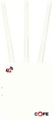 COFE 5G with Triple Antenna, Support All GSM Sim with 120 Mtr Range, Speed 4G Router 2.4 GHz 300 Mbps Wifi Speed Single Band External Antenna MiFi (Sim Based)