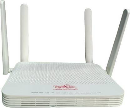 Optivision XPON DUAL BAND AC 4GE+VOIP ONT Wireless Router 2.4 GHz, 5 GHz 1200 Mbps Wifi Speed Dual Band External Antenna Ethernet (Cable Broadband)