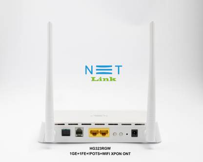NETLINK XPON ONT with 2 Antenna (1 GE+WiFi 5+1 FE+ONT) (HG323RGW) (Dual Mode GPON/XPON) Wireless Router 2.4 GHz 300 Mbps Wifi Speed Dual Band External Antenna Ethernet (Cable Broadband)