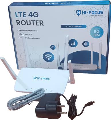 HI-FOCUS WIFI ROUTER SUPPORT ALL NETWORK 5G/4G/3G/2G SIMCARDS WITH 4 ANTENAA HF-R1104T-4G 4G Router 2.4 GHz 150 Mbps Wifi Speed Dual Band Internal & External Antenna MiFi (Sim Based)