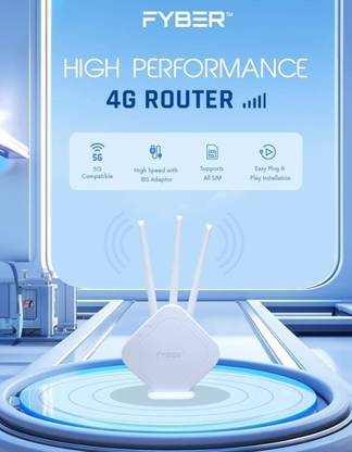 FYBER Wifi Speed Tri Band 4G Router 2.4 GHz 150 Mbps Wifi Speed Single Band Internal Antenna NA