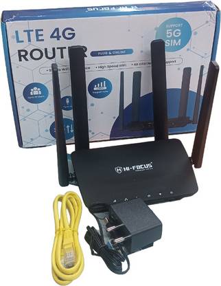 HI-FOCUS 4G WIFI ROUTER SUPPORT ALL NETWORK 4G/3G/2G WITH 4 ANTENAA WITH RJ11 CALLING 4G Router 2.4 GHz 300 Mbps Wifi Speed Tri Band Internal & External Antenna MiFi (Sim Based)