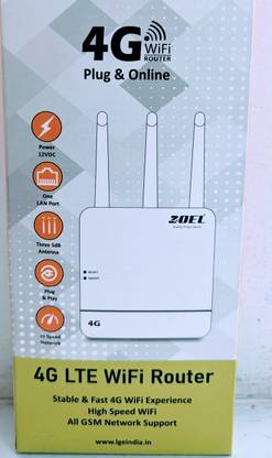 Zoel ZL-4G2Y3A 4G Router 2.4 GHz 300 Mbps Wifi Speed Single Band Internal & External Antenna Access Point Mode