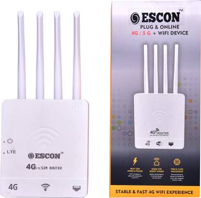 ESCON TECH ESN4G Wireless Router 2.4 GHz 150 Mbps Wifi Speed Dual Band External Antenna Ethernet (Cable Broadband)