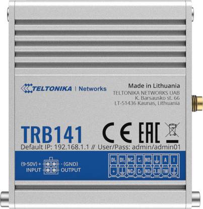 Teltonika TRB141 INDUSTRIAL RUGGED GPIO LTE GATEWAY 4G Router 0 GHz 10 Mbps Wifi Speed NA Ethernet (Cable Broadband)