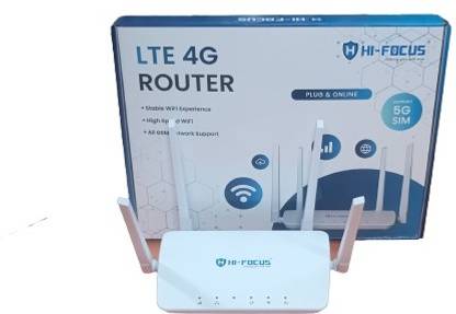 HI-FOCUS HF-R1104T-4G WIFI ROUTER SUPPORT ALL NETWORK 4G/3G/2G SIMCARDS WITH 4 ANTENAAS 4G Router 2.4 GHz 150 Mbps Wifi Speed Dual Band Internal & External Antenna MiFi (Sim Based)