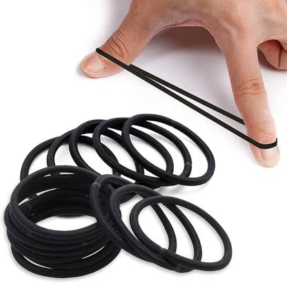 Curated Cart Black Hair Ties Band 2 MM Durable Hair Accessories for Women Men Girls Thick Tie Rubber Band Rubber Band