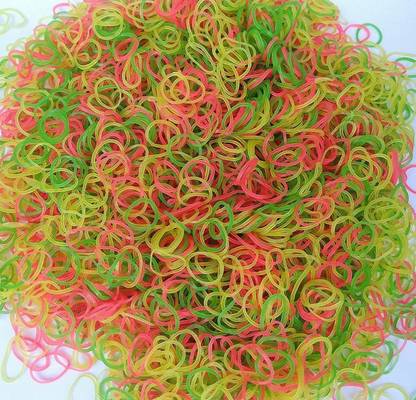 Kashvi Luck Fluorescent Rubber Band 3 inch Pack of 500 Gram for Office, Bank and Home Multicolor Small Elastic Stretchy Band Hair Tie Ponytail Rubber Band