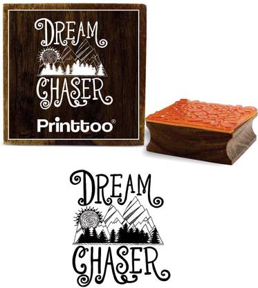 Printtoo Dream Chaser Word Design Square Wooden Rubber Stamp Card Paper Block Rubber Stamp