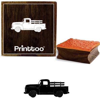 Printtoo Car Design Wooden Rubber Stamp Square Brown Print Block-2 x 2 Inches Rubber Stamp