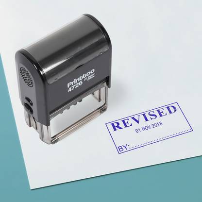 Printtoo Officer Stamp with Revised by Text & Signature Space Self Inking Rubber Stamp Self-inking Stamp