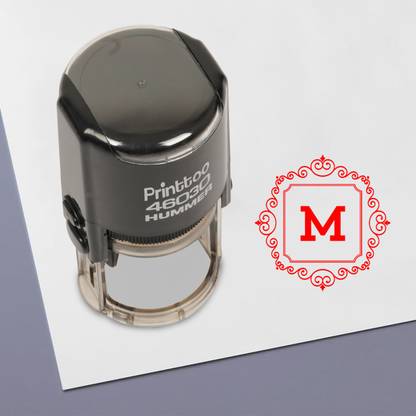 Printtoo Square Swirl Border Alphabet M Initial Self Inking Rubber Office Stamp Self-inking Stamp
