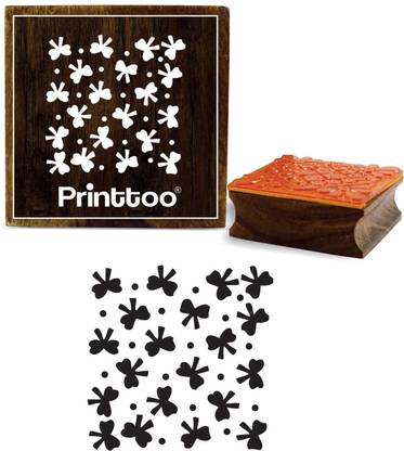 Printtoo Wooden Square Rubber Stamp Ribbon Clipart Pattern Stamps-2 x 2 Inches Rubber Stamp
