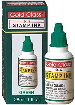 GoldClass Stamp Ink for Self Ink and Reinking for All Stampads(28ml)(Green) RUBBER STAMPS green