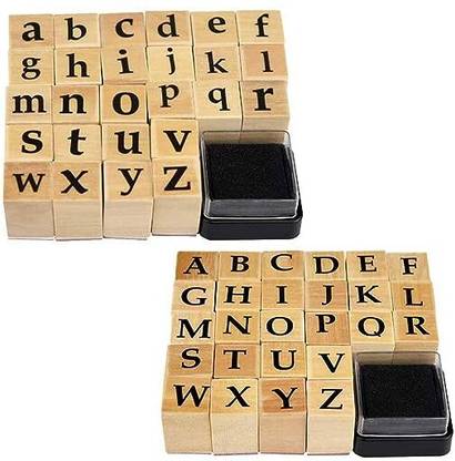 Vintager Wooden Rubber Stamp,52Pc Letter Stamp Alphabet Stamps For Card Making DIY Craft Wooden Alphabet Stamp