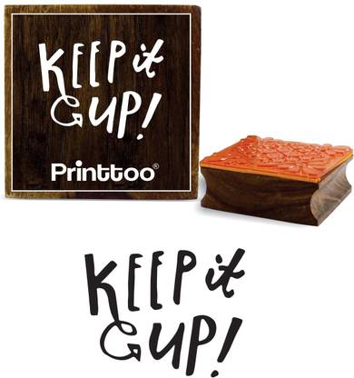 Printtoo Square Wooden Rubber Stamp Keep It Up Word Design Diary Card Block-2 x 2 Inches Rubber Stamp