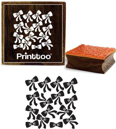 Printtoo Square Wooden Rubber Stamp Ribbon Clipart Pattern Stamps-2 x 2 Inches Rubber Stamp