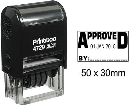 Printtoo Self Inking Dater Stamp with Approved by Text Date and Sign Space Rubber Stamp Self-inking Stamp