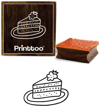 Printtoo Cake Pastry Design Diary Card Wooden Rubber Stamp Block-2 x 2 Inches Rubber Stamp