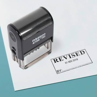 Printtoo Officer Stamp with Revised by Text & Signature Space Self Inking Rubber Stamp Self-inking Stamp