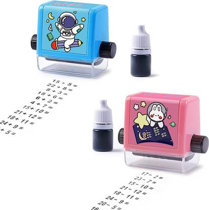 SKYBUCKET Educational Rolling Stamp, Addition & Subtraction Math Stamps roller self ink stamp/roller stamp