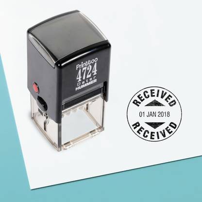 Printtoo Round Office Stationery with Received Text Stamp Self Inking Dater Rubber Stamp Self-inking Stamp