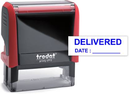 Trodat Delivered With Date - Stamp Built in Ink Pad (Red) Ink Color- Blue Stamp