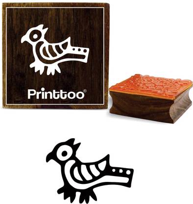 Printtoo Bird Design Square Brown Diary Card Craft Block Wooden Rubber Stamp-2 x 2 Inches Rubber Stamp