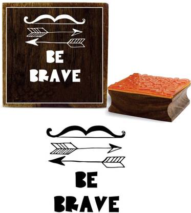 Printtoo Diary Card Bow Arrow & Be Brave Word Design Square Wooden Rubber Stamp Rubber Stamp