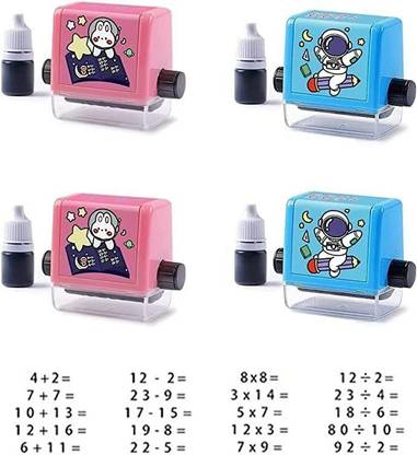 PURCHASE ZONE Math Roller Stamp for Addition(+)/Subtraction(-)/Multiplication(×)/Division(÷), Roller Number Teaching Practice Math Stamp Roller Digital Teaching Stamp