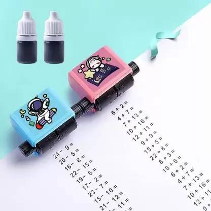 DR.GADGET Math Stamps Addition,Rubber Stamp,Roller Design Digital Teaching Stamp Printing Blocks