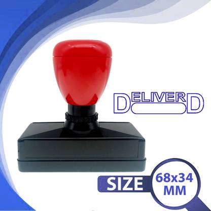 Rich Square "Delivered" Self Ink Rubber Stamp Blue Ink Size: 68x34 MM Self Inking Stamp